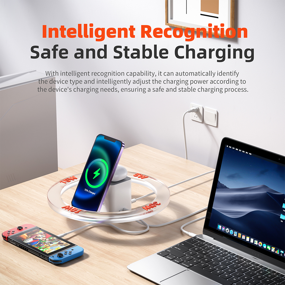 QERE KC801 Mobile Phone Magnetic Wireless Charger Station Fast Charging Safe Multi-functional Portable Foldable Mini  Wireless Charger