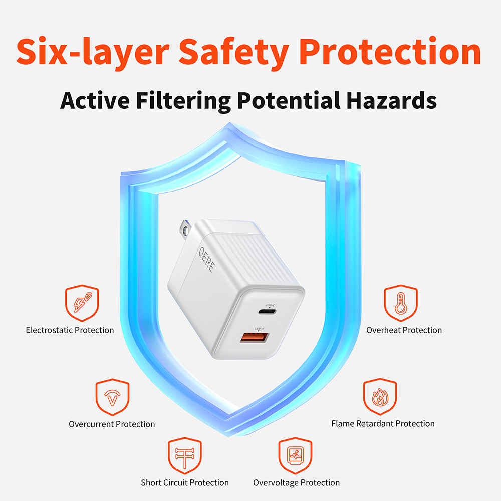 PD 30W GaN Phone Universal Adapters US Plug Safe Type C USB Intelligent Fast Charging Mini Portable Fast Charger