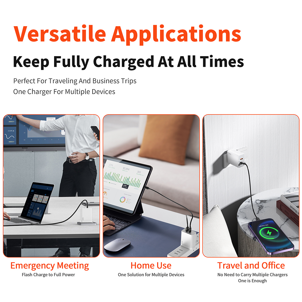 PD 65W GaN Phone Universal Adapters US Plug Safe Type C USB Intelligent Fast Charging Mini Portable Fast Charger