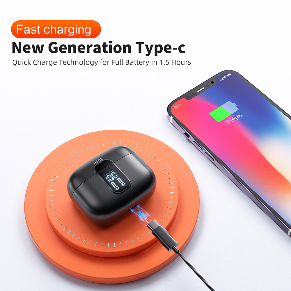 QERE E50 Four-Microphone ENC TWS Headphone Wireless Earphone Earbud Gaming In-Ear Headphones Earphone Bluetooth Earphone