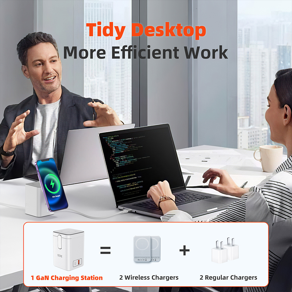 QERE KC801 Mobile Phone Magnetic Wireless Charger Station Fast Charging Safe Multi-functional Portable Foldable Mini  Wireless Charger