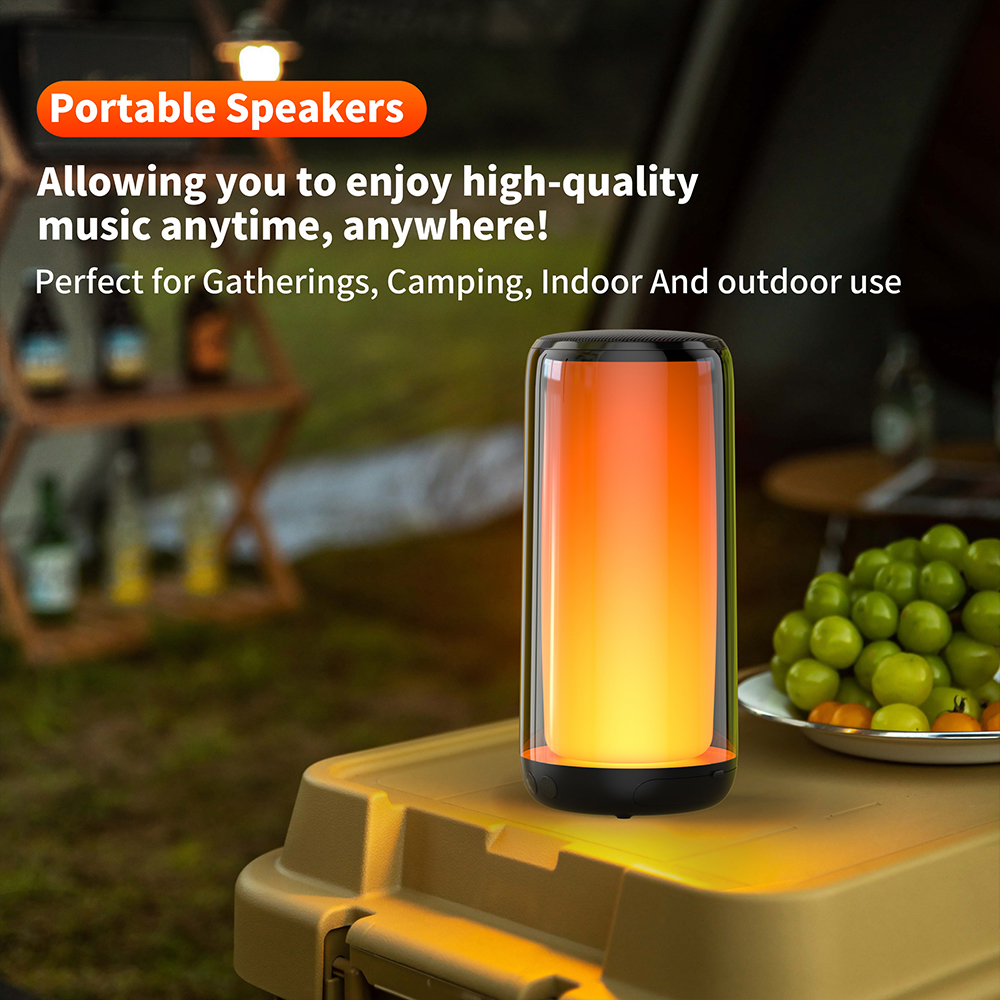 QERE HF33 Mini Portable Wireless Speaker Outdoor Subwoofer With 360 Led Flashing Colorful Metal Bass Speaker