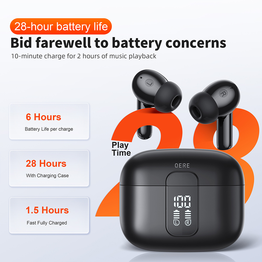 QERE E50 Four-Microphone ENC TWS Headphone Wireless Earphone Earbud Gaming In-Ear Headphones Earphone Bluetooth Earphone