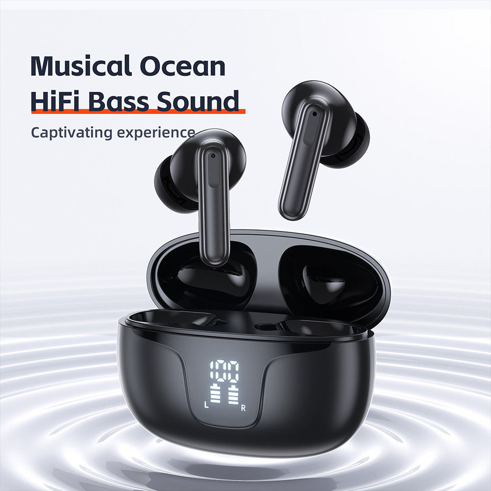 QERE E60 Active Noise Cancellation Reduction In Ear TWS Sport Headset Gaming Blue tooth Earbuds Wireless Headphones Earphone