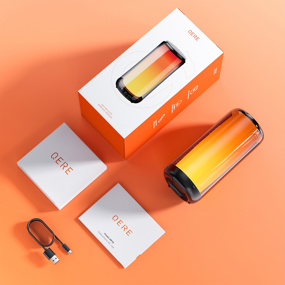 QERE HF33 Mini Portable Wireless Speaker Outdoor Subwoofer With 360 Led Flashing Colorful Metal Bass Speaker