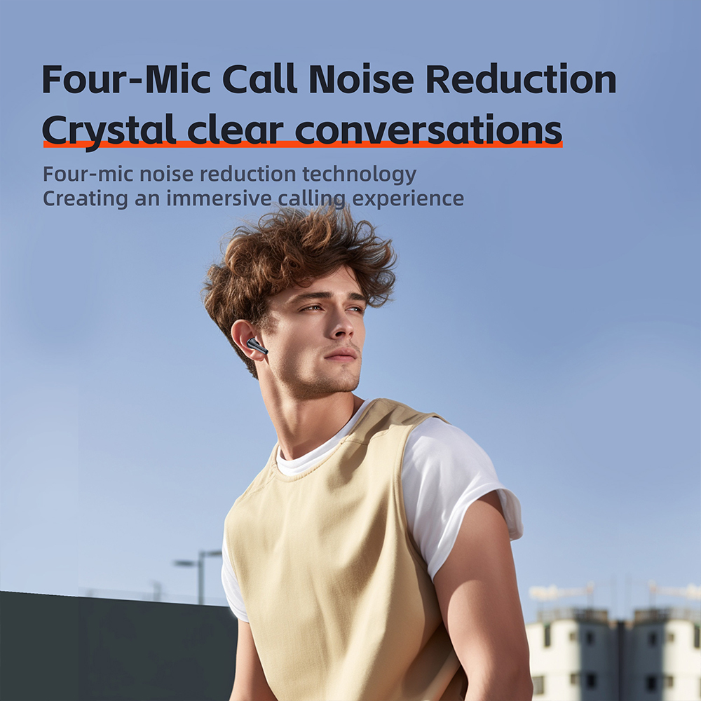 QERE E40 Four-Microphone ENC TWS Headphone Wireless Earphone Earbud Gaming In-Ear Headphones Earphone Bluetooth Earphone