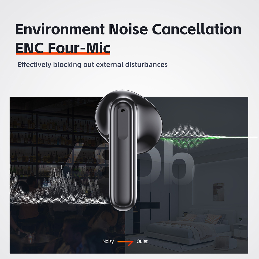 QERE E40 Four-Microphone ENC TWS Headphone Wireless Earphone Earbud Gaming In-Ear Headphones Earphone Bluetooth Earphone