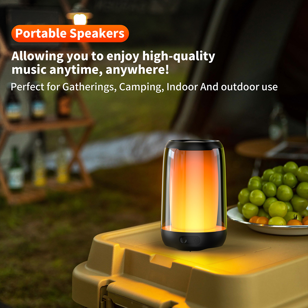 QERE HF22 Mini Portable Wireless Speaker Outdoor Subwoofer With Led Flashing Colorful Metal Bass Speaker