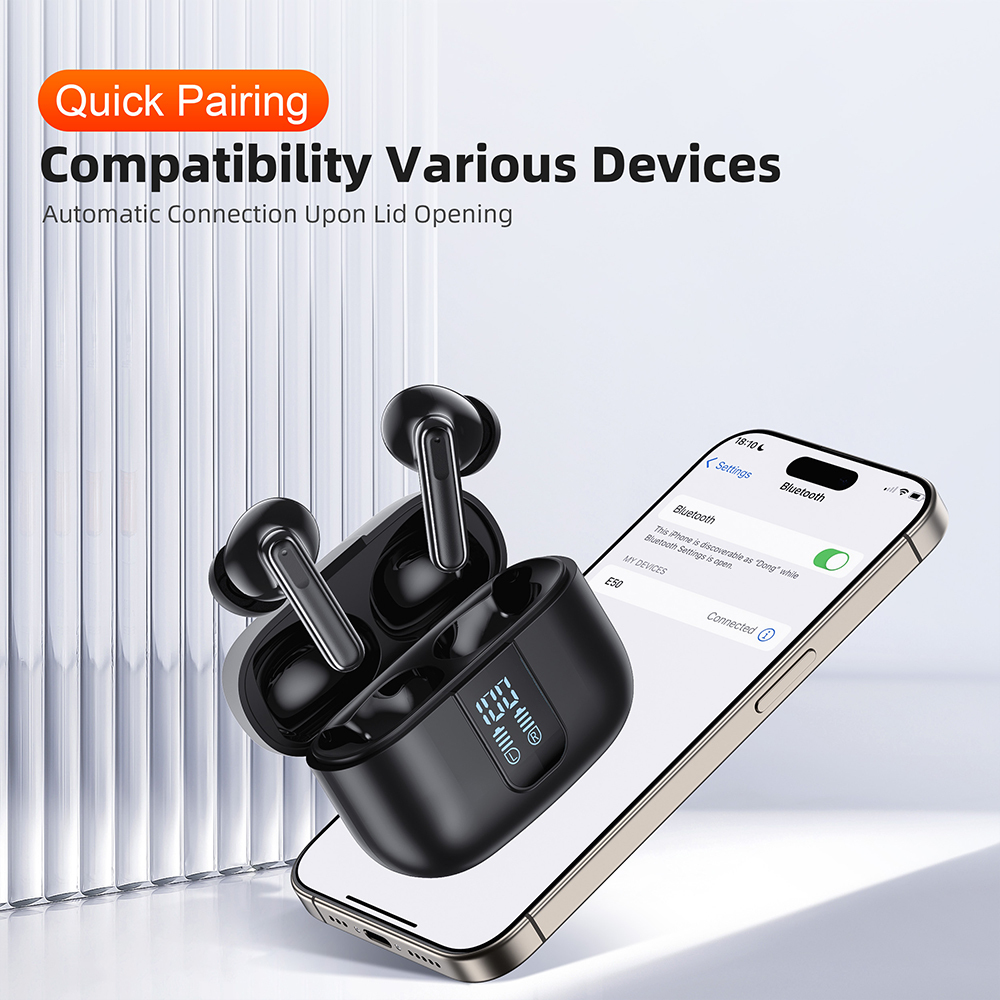 QERE E50 Four-Microphone ENC TWS Headphone Wireless Earphone Earbud Gaming In-Ear Headphones Earphone Bluetooth Earphone
