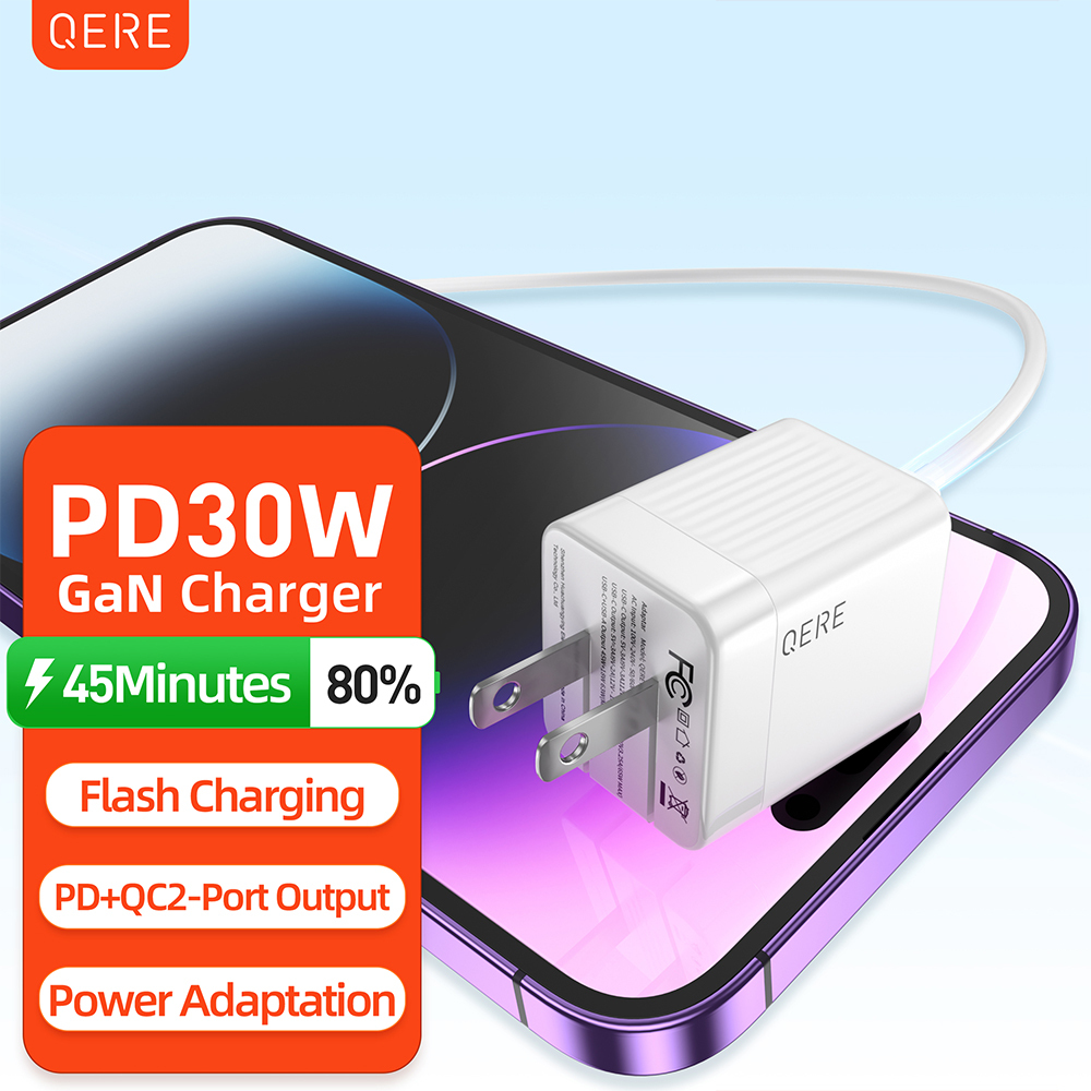 PD 30W GaN Phone Universal Adapters US Plug Safe Type C USB Intelligent Fast Charging Mini Portable Fast Charger