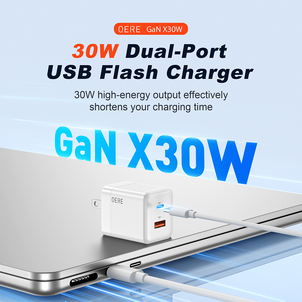 PD 30W GaN Phone Universal Adapters US Plug Safe Type C USB Intelligent Fast Charging Mini Portable Fast Charger