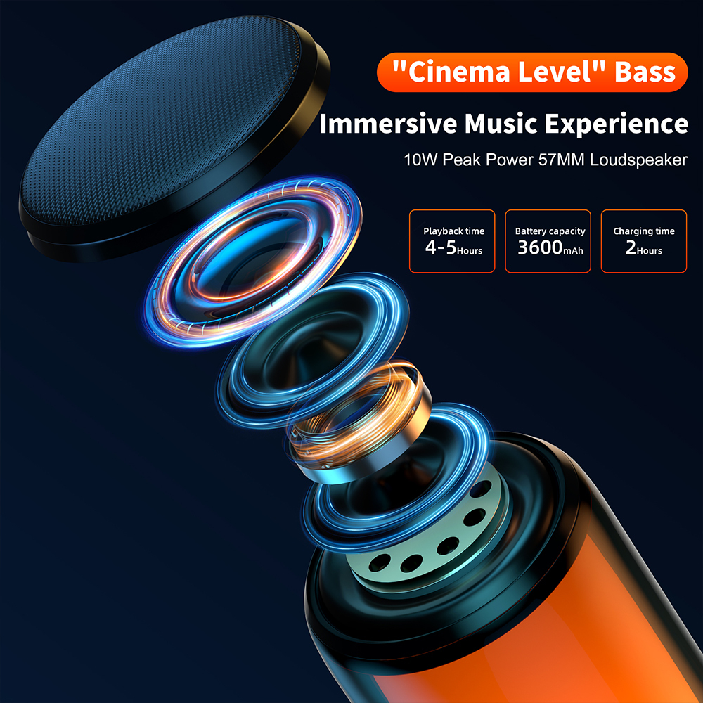 QERE HF33 Mini Portable Wireless Speaker Outdoor Subwoofer With 360 Led Flashing Colorful Metal Bass Speaker