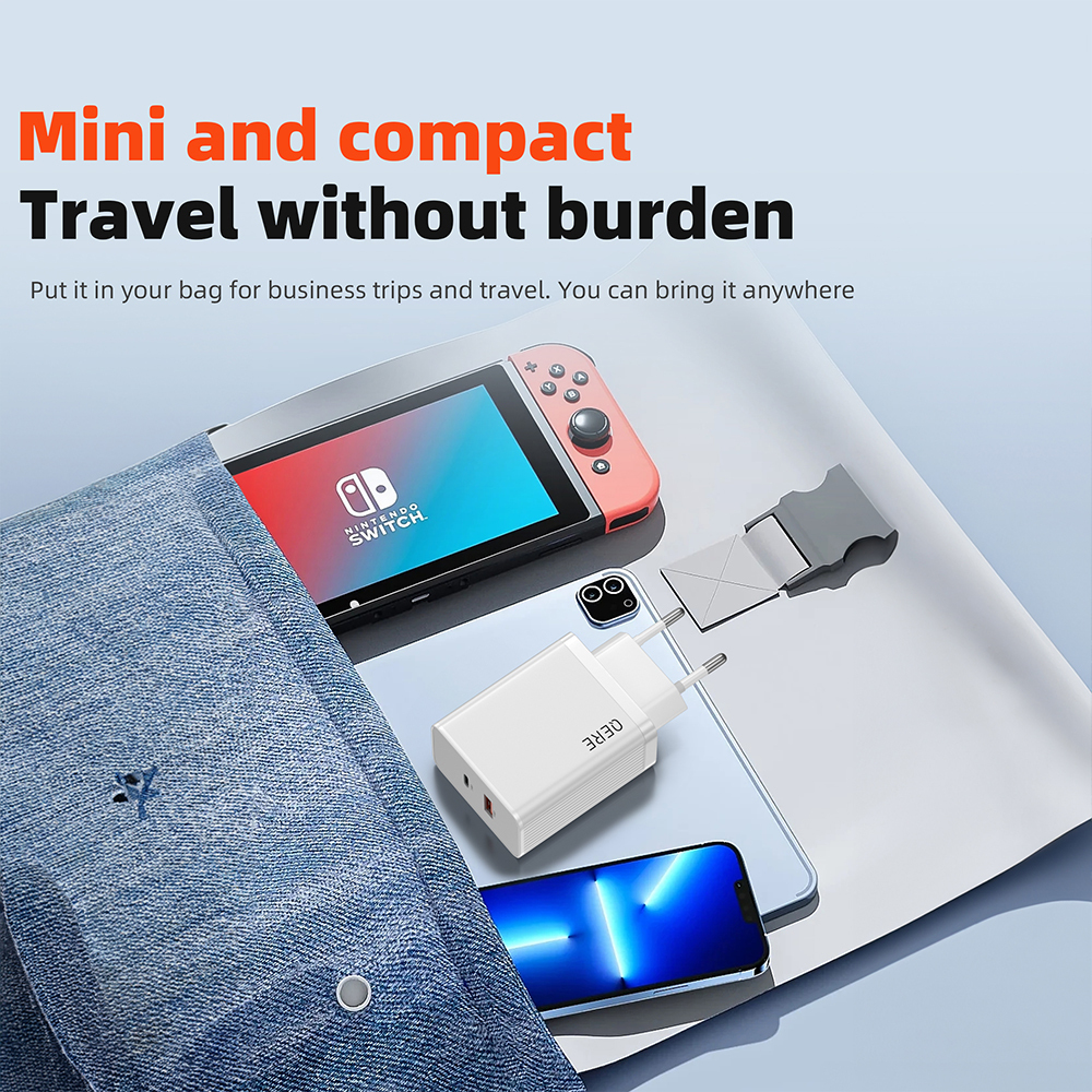 PD 65W GaN Phone Universal Adapters EU Plug Safe Type C USB Intelligent Fast Charging Mini Portable Fast Charger