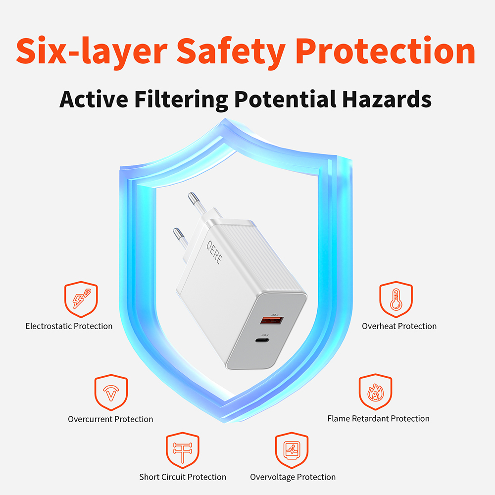 PD 65W GaN Phone Universal Adapters EU Plug Safe Type C USB Intelligent Fast Charging Mini Portable Fast Charger