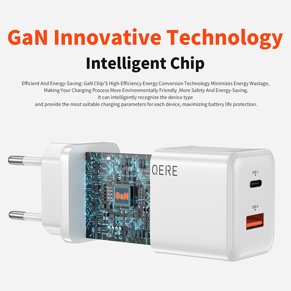 PD 30W GaN Phone Universal Adapters EU Plug Safe Type C USB Intelligent Fast Charging Mini Portable Fast Charger