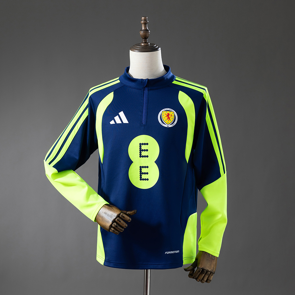 2026 SCOTLAND TRAINING TOP NAVY BLUE &amp; FLUORESCENT GREEN