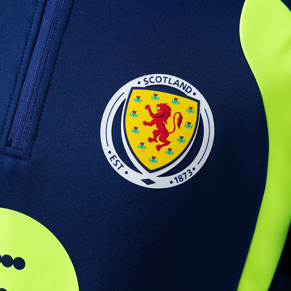 2026 SCOTLAND TRAINING TOP NAVY BLUE &amp; FLUORESCENT GREEN