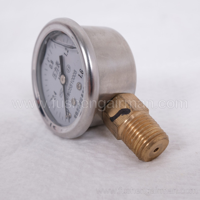 2105010155 Fusheng Genuine Screw Compressor 1-1/2"/1.6MPa Vertical Oil Filled Pressure Gauge