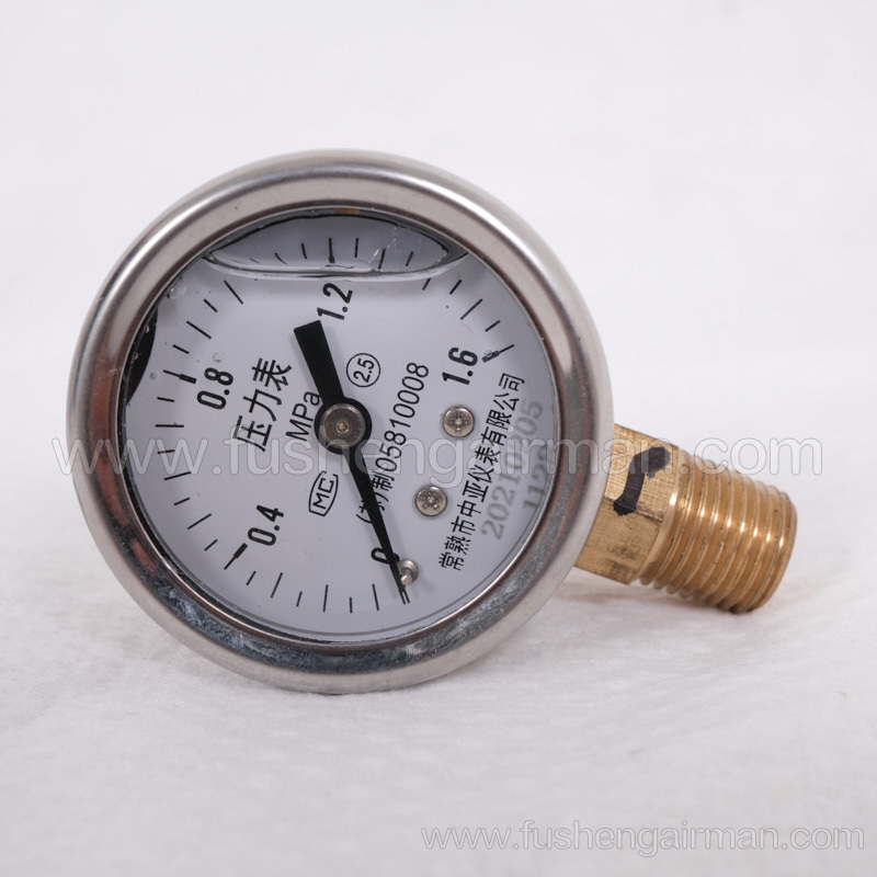 2105010155 Fusheng Genuine Screw Compressor 1-1/2"/1.6MPa Vertical Oil Filled Pressure Gauge