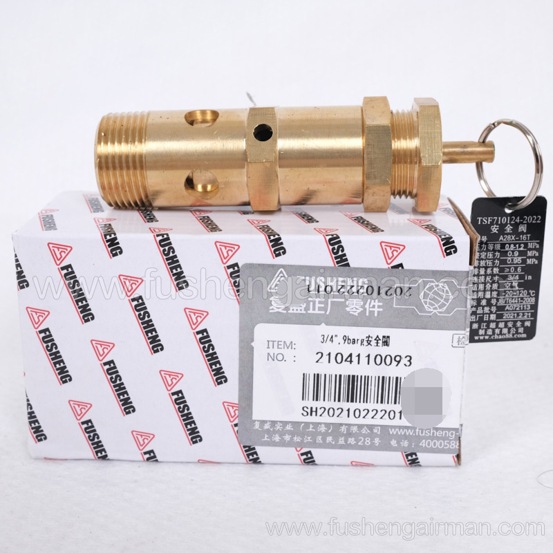 2104110093=9313215-102406-09 Fusheng Screw Compressor 3/4", 9barg Safety Valve A28X-16T