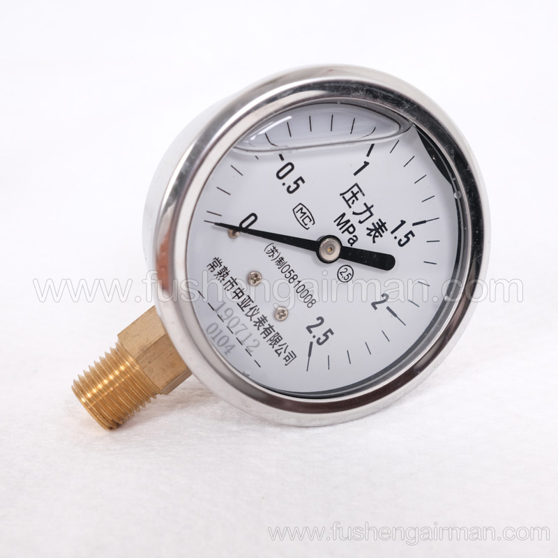 2105010180=9320631-2032211 Fusheng Screw Compressor 2-1/2 Upright Oil Filling Pressure Gauge