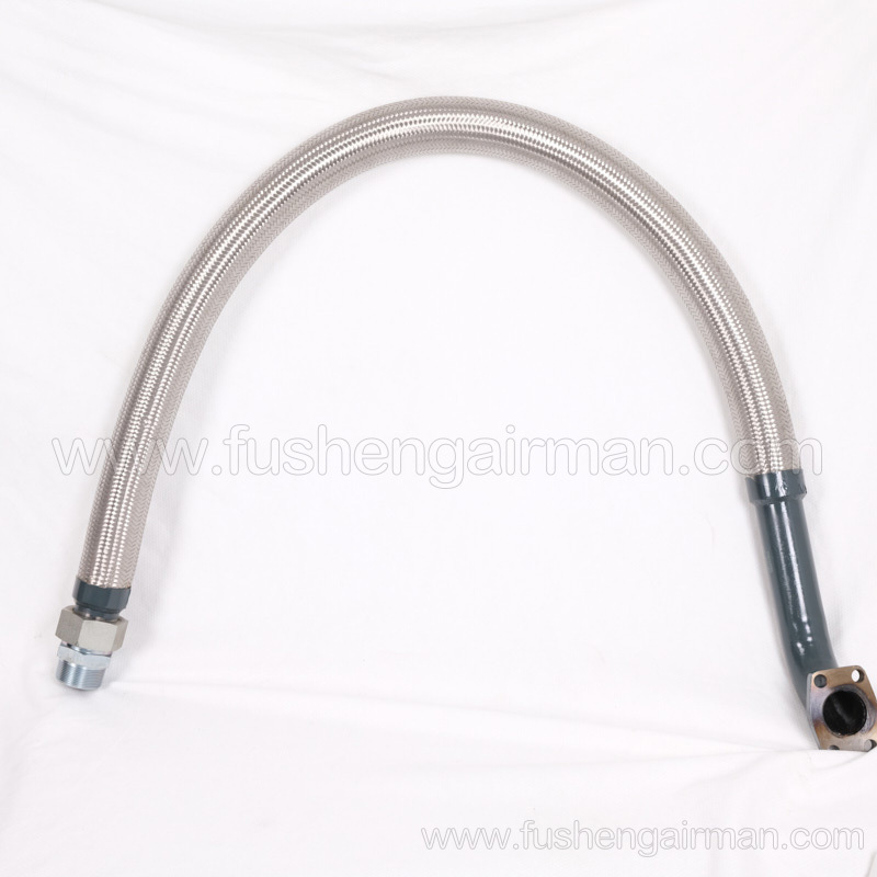 2606413690 Fusheng Genuine Screw Compressor SA62G Main Fuel Injection Pipe Metal Braided One End Flange