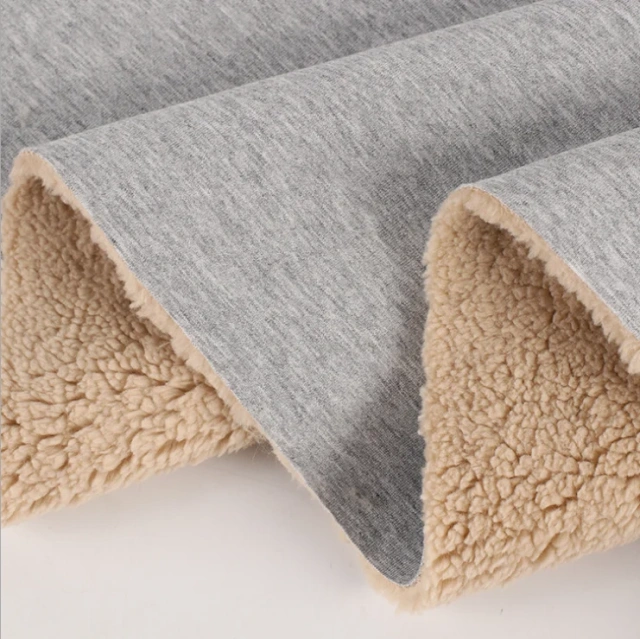 100% polyester softshell fleece fabric sherpa fabric bonded french terry fabric for jacket sj#