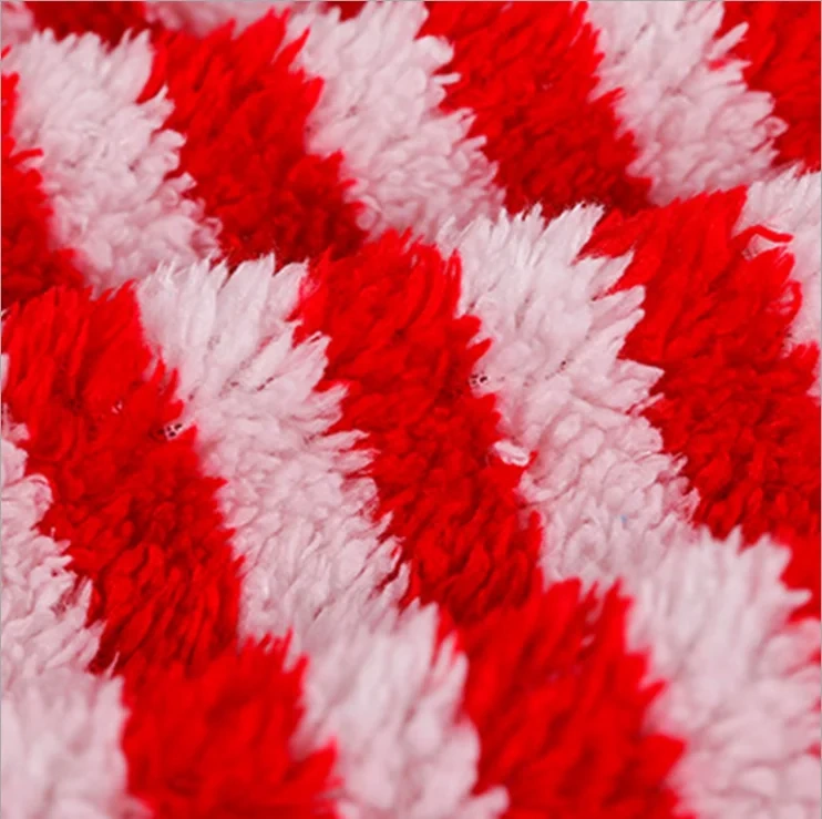 Cheap stripe two side sherpa wool fleece fabric Shu Velveteen teddy sherpa fabric for blanket