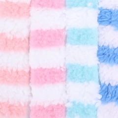 Cheap stripe two side sherpa wool fleece fabric Shu Velveteen teddy sherpa fabric for blanket