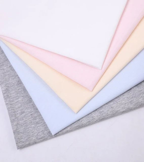 cheap plain high quality 100% cotton jersey fabric for bedding and garment jersey fabric factory