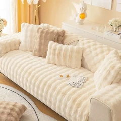 Machine washable cosy plush non-slip rabbit fur sofa cover set