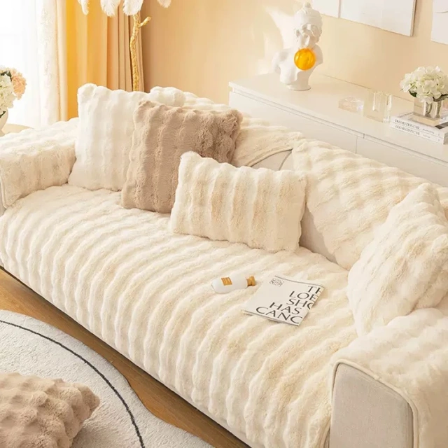 Classical Design 100% Polyester Rabbit Fur Sofa Cover Multi-Color Optional And Comfortable Durable Sofa Covers Set For Sectional