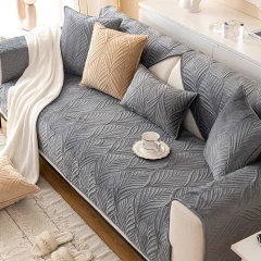 Modern Concise 100% Polyester Cosy Plush Non-Slip Quilted Sofa Covers For Living Room