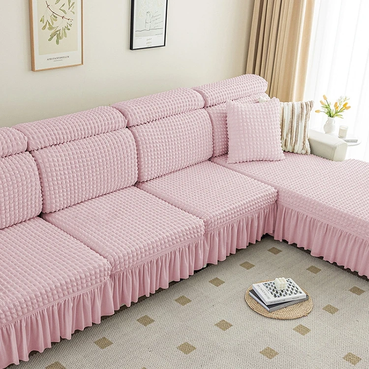 China Supplier Customized 100% Polyester Seersucker Elastic Sofa Cover Modern Style Jacquard Elastic Sofa Cover For Home