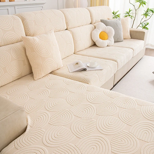 Factory Direct Rectangle Shape Jacquard Elastic Fleece Sofa Cover Modern Geometric Patterns Sofa Cover For Sectional Sofa