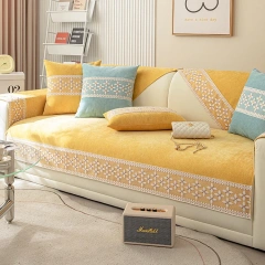 Bohemian Style Design Embroidered florals Pattern Sofa Cover Chenille Washable And Anti Slip Sofa Cover For Sectional Sofa