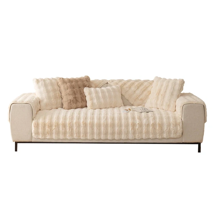 Classical Design 100% Polyester Rabbit Fur Sofa Cover Multi-Color Optional And Comfortable Durable Sofa Covers Set For Sectional