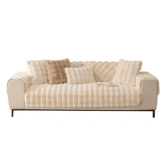 Classical Design 100% Polyester Rabbit Fur Sofa Cover Multi-Color Optional And Comfortable Durable Sofa Covers Set For Sectional