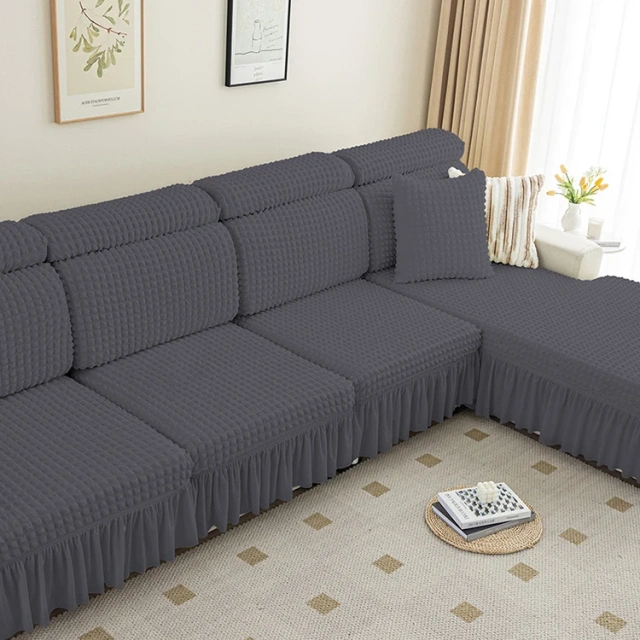 China Supplier Customized 100% Polyester Seersucker Elastic Sofa Cover Modern Style Jacquard Elastic Sofa Cover For Home