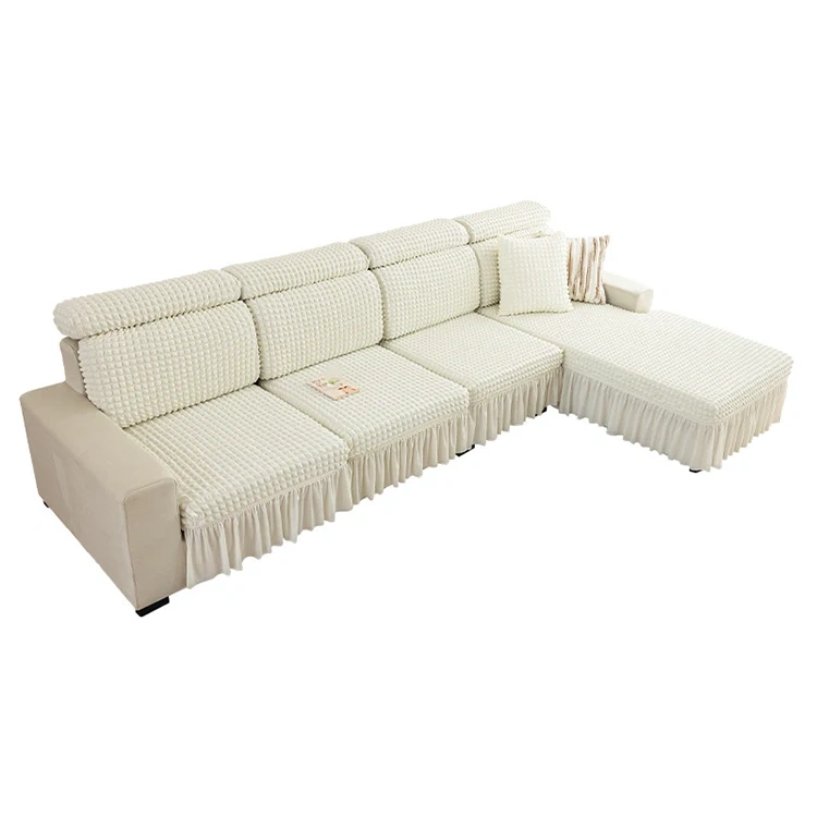 China Supplier Customized 100% Polyester Seersucker Elastic Sofa Cover Modern Style Jacquard Elastic Sofa Cover For Home
