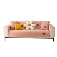Solid Color Design 100% Polyester Teddy Fleece Sofa Cover Plain Dyed Soft And Comfortable Fleece Sofa Covers For Home Hotel