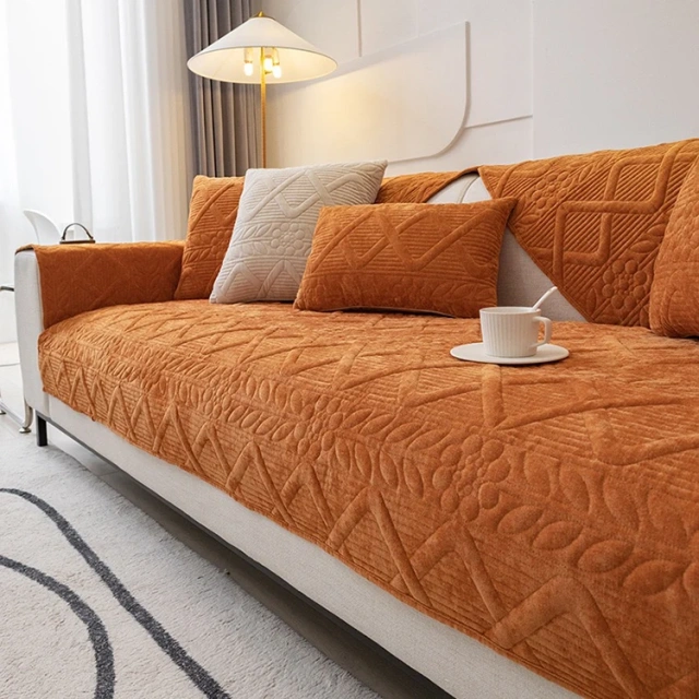 Quality Assurance Quilted Chenille Sofa Cushion Cover Modern Plant Pattern Quilted Sofa Covers For Home Hotel Cafe