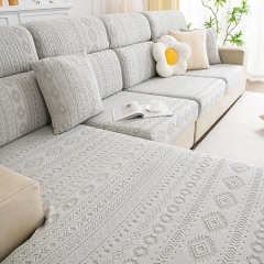 2023 New Arrival 100% Polyester Jacquard Elastic Fleece Sofa Cover Tile Geometric Patterns Jacquard Sofa Cover For Home Decor