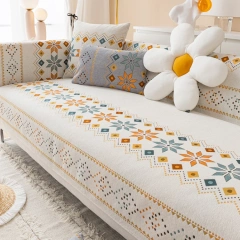 Bohemia Style Design Chenille Sofa Cover Printed Diamonds Patterns Sofa Cushion For Sectional Sofa