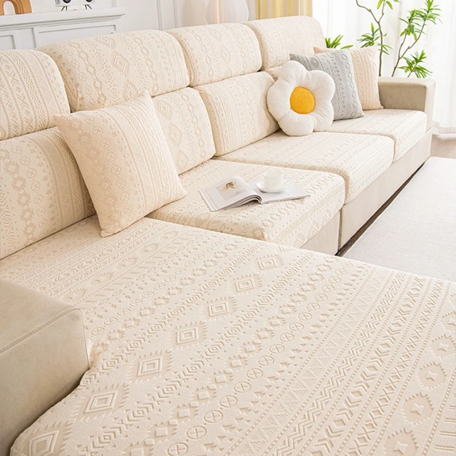 Factory Direct Rectangle Shape Jacquard Elastic Fleece Sofa Cover Modern Geometric Patterns Sofa Cover For Sectional Sofa