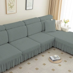China Supplier Customized 100% Polyester Seersucker Elastic Sofa Cover Modern Style Jacquard Elastic Sofa Cover For Home