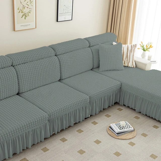 China Supplier Customized 100% Polyester Seersucker Elastic Sofa Cover Modern Style Jacquard Elastic Sofa Cover For Home