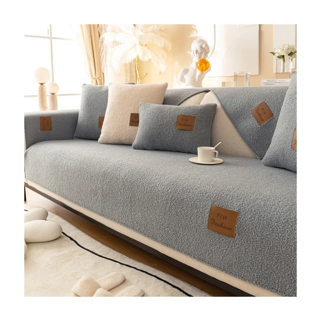 Best Quality Solid Color Faux Teddy Fur Sofa Cover Modern Soft And Comfortable Fleece Sofa Covers Fluffy For Home Hotel Cafe