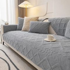 Quality Assurance Quilted Chenille Sofa Cushion Cover Modern Plant Pattern Quilted Sofa Covers For Home Hotel Cafe