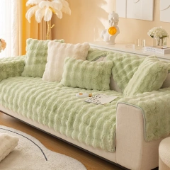Machine washable cosy plush non-slip rabbit fur sofa cover set
